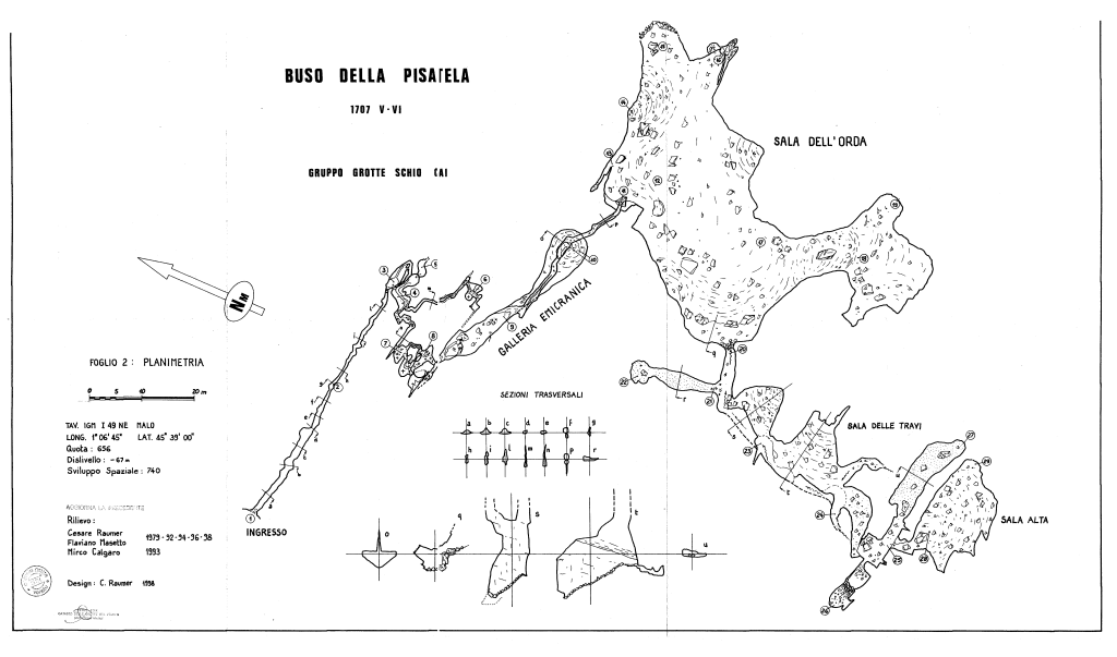 Pianta del Buso della Pisatela al 1998