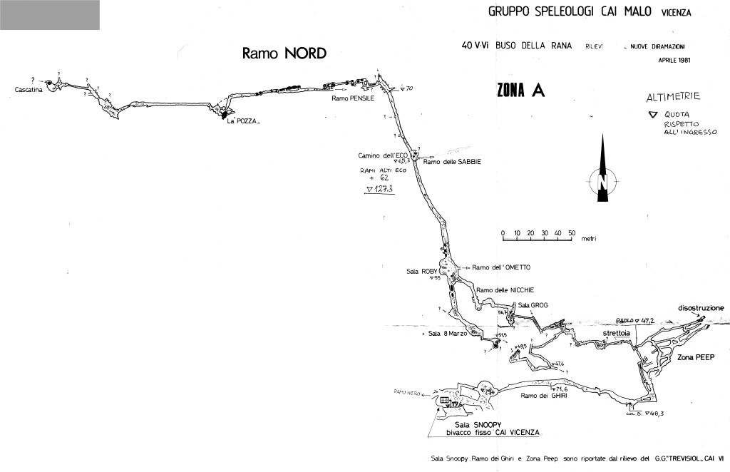 Rilievo del Ramo Nord con altimetrie nel 1981